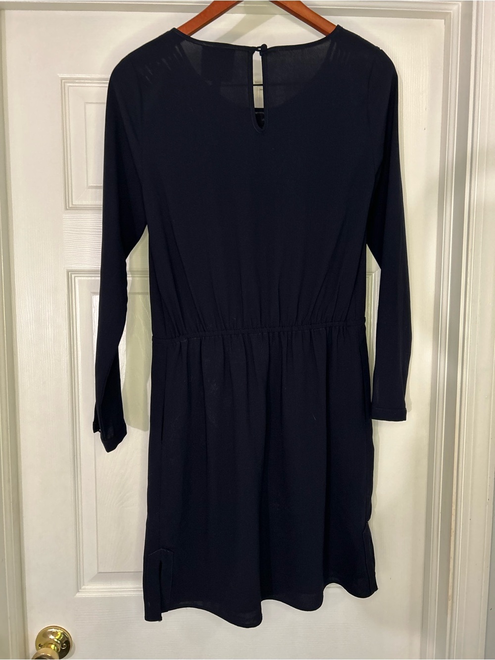 Barney New York Classic Long-Sleeve Navy Drawstring Waist Mini Dress - Picture 3 of 11